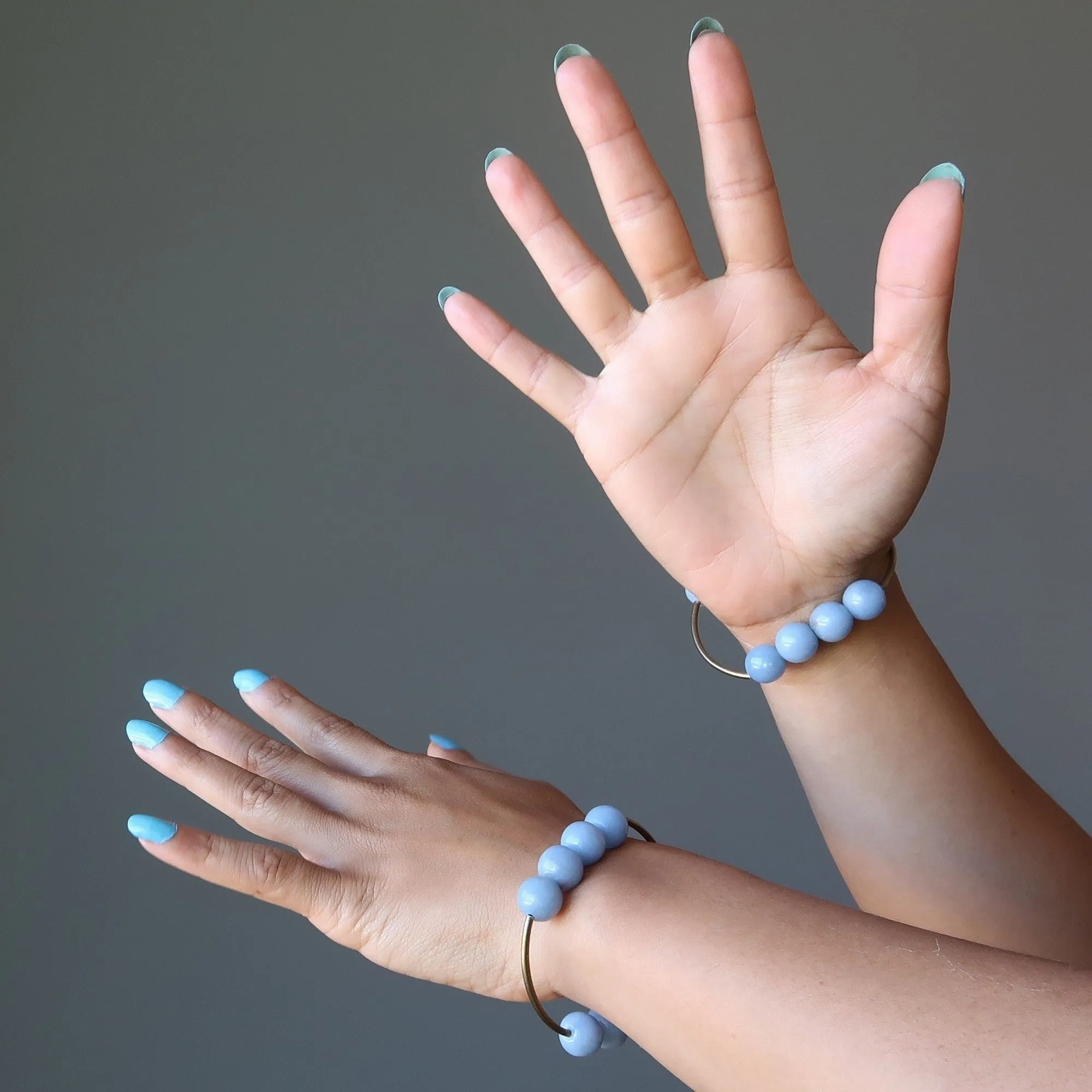 Angelite Bracelet Brass Angel Blue Gemstone