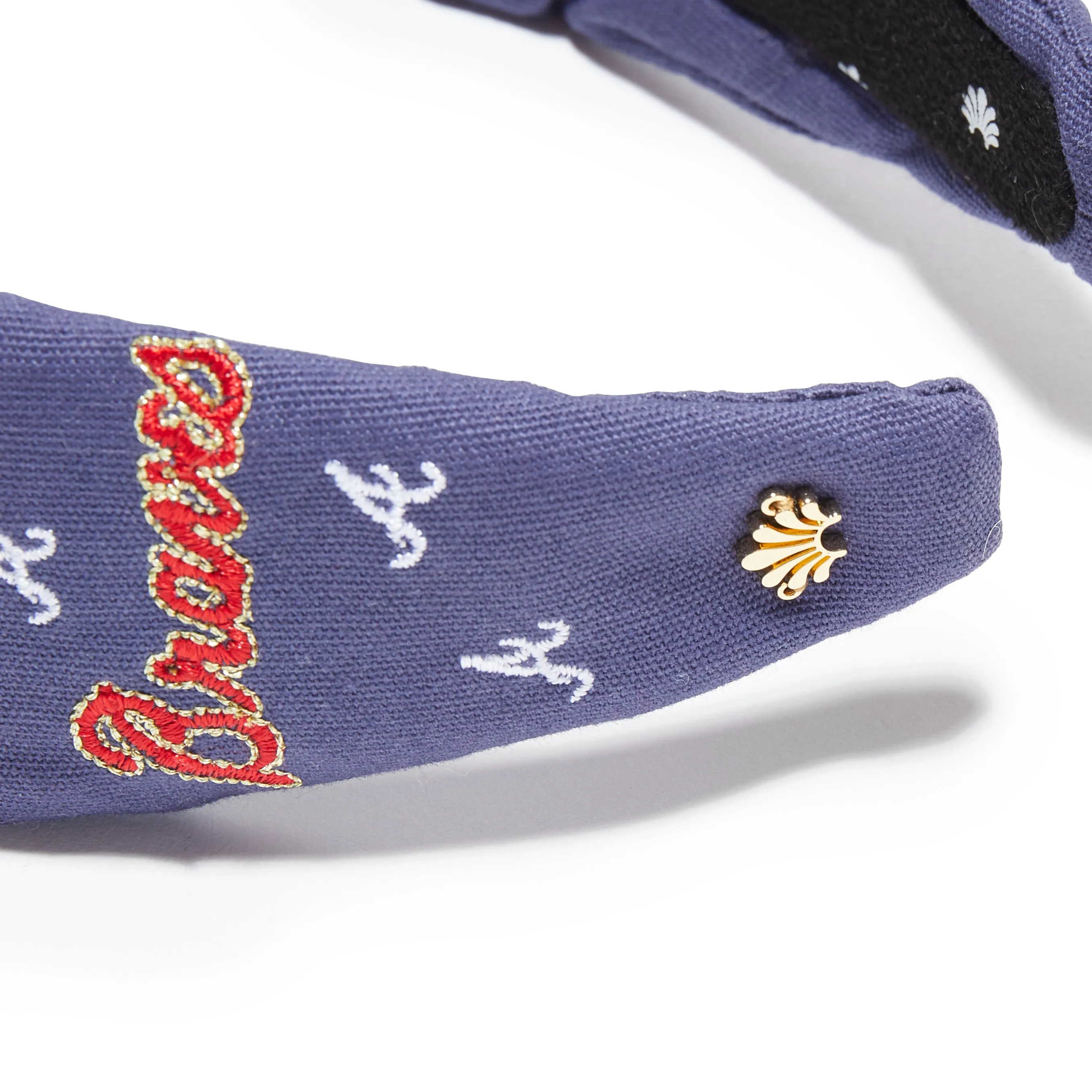 ATLANTA BRAVES LELE SADOUGHI / MLB NAVY EMBROIDERED KNOTTED HEADBAND