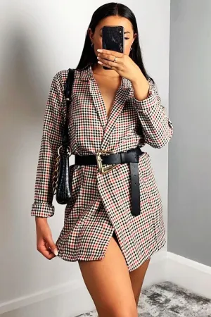 Black Red Gingham Print Blazer - Hollie