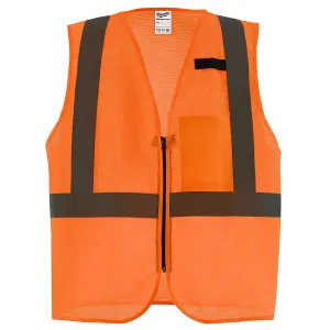 Class 2 High Visibility Orange Mesh One Pocket Safety Vest - 4X/5X (CSA)