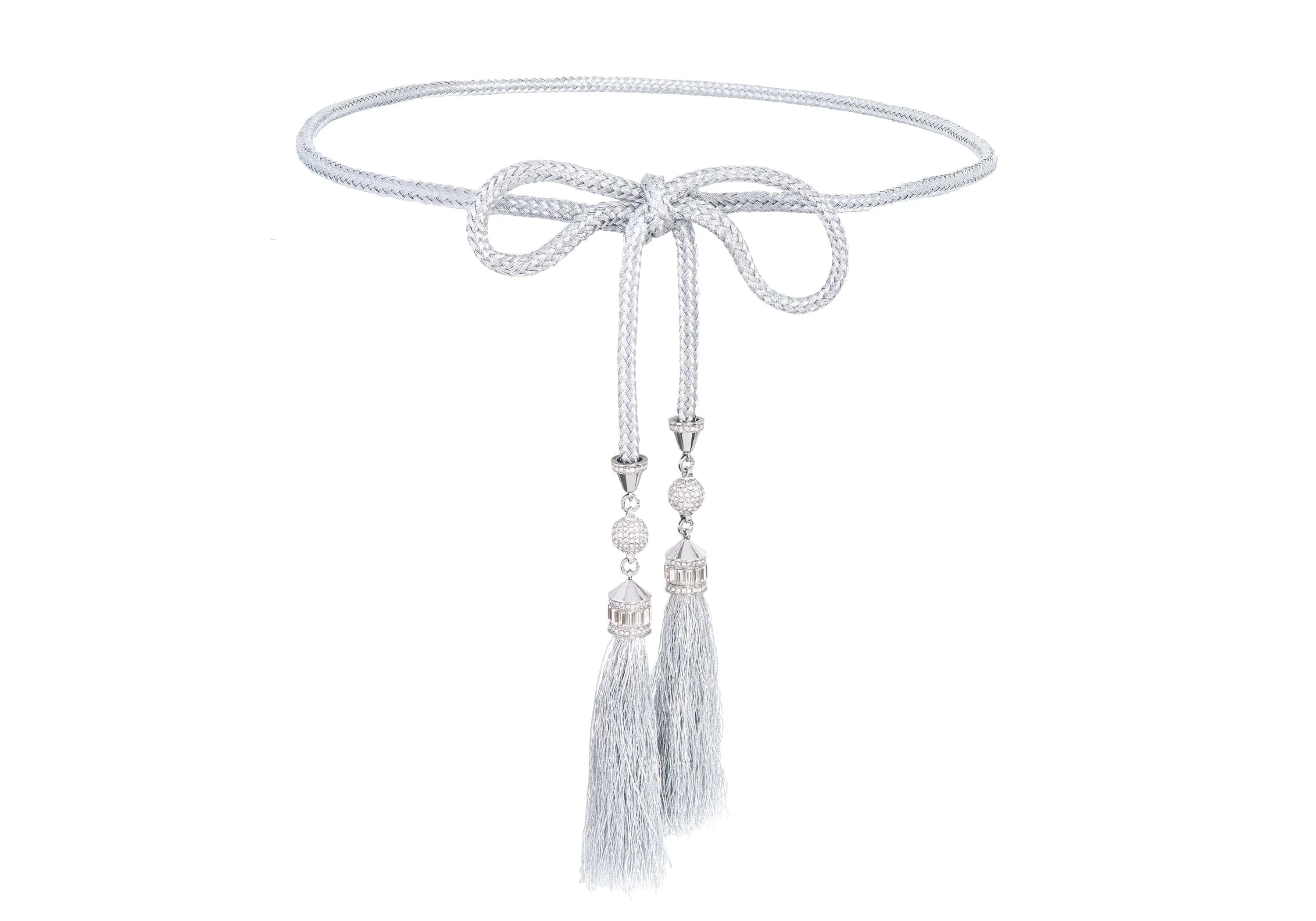 Crystal Tassel Belt Silver