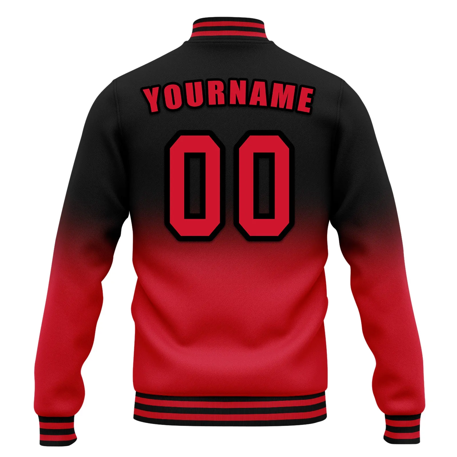 Custom Black Red Fade Fashion Jacket Bomber Full-Snap Varsity Letterman Personalized Jacket FZ005-D020229-26