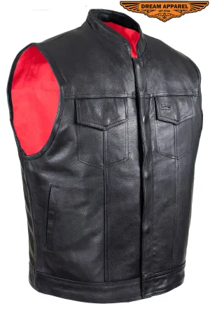 Dream Apparel Mens Leather Motorcycle Club Vest With Pockets