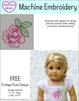 FREE Vintage Rose Machine Embroidery Design