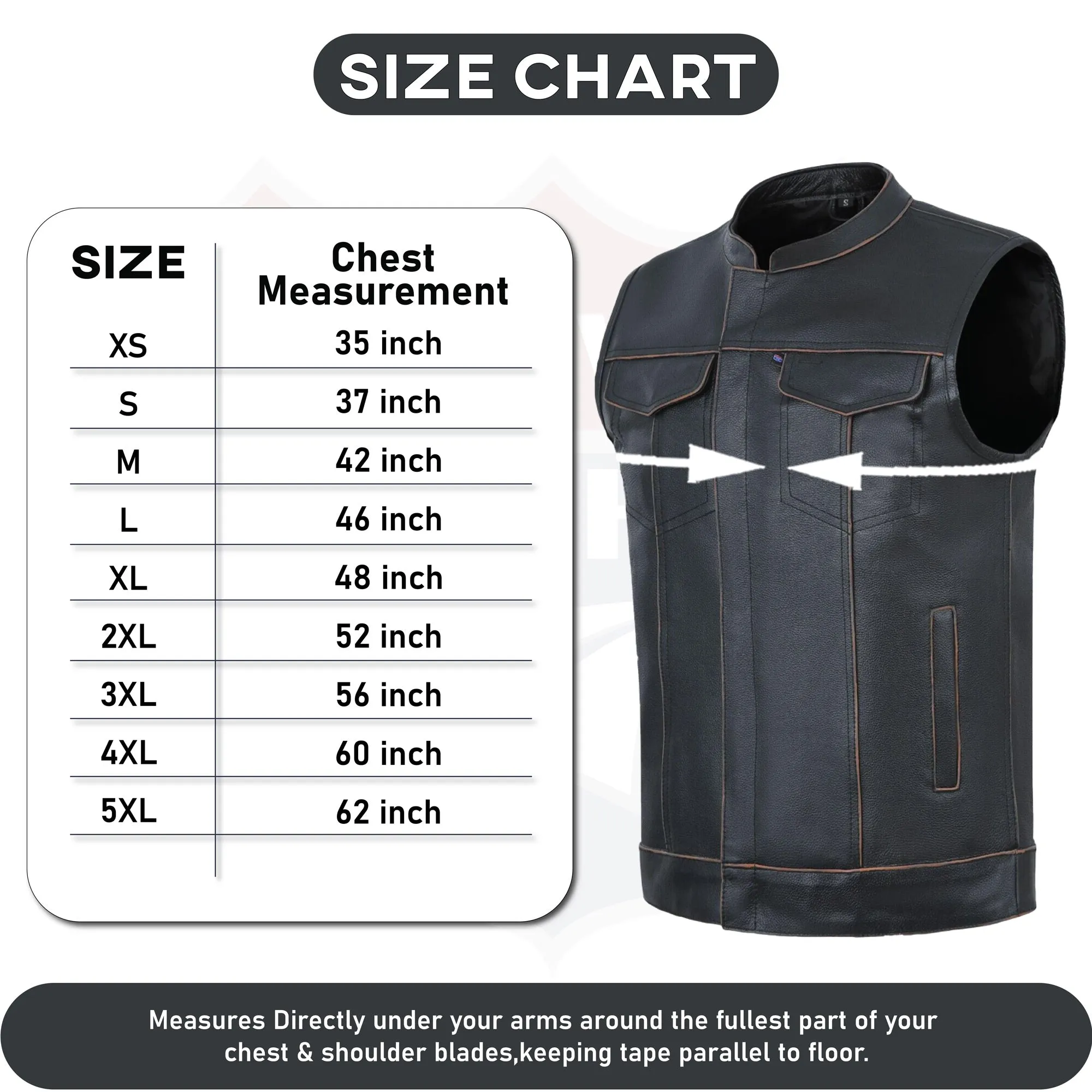 HL11689SPT SOA Men's Rub Buff Leather Vest Anarchy Motorcycle Biker Club Concealed Carry