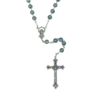 Imitation Glass Rosary - Marbled Gray