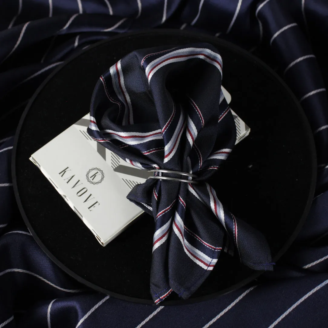 Kovove Pleasing Blue Striped Pocket Square For Men