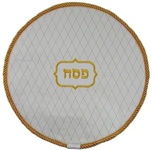 Leather Matzah Cover with embroidered Diamonds MA300-WH