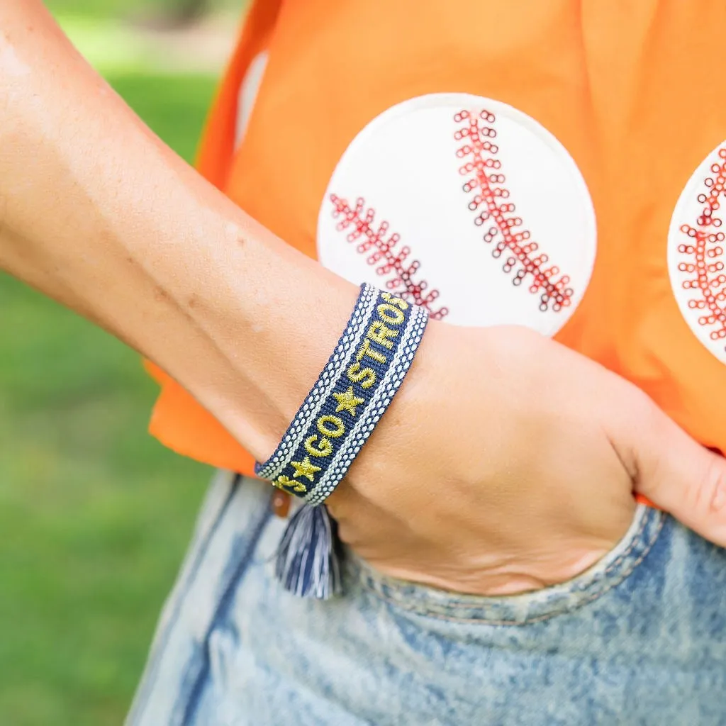 Let's Go Stros Embroidered Tassel Bracelet