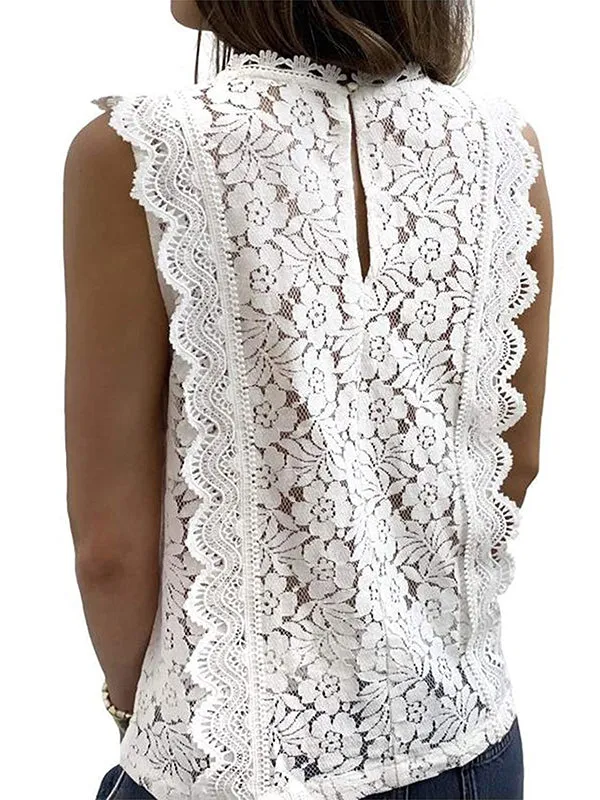 Original Lace Embroidered Solid Color Falbala Vest Top