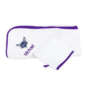 Personalized Charlotte Hornets Hooded Towel & Wash Mitt Set