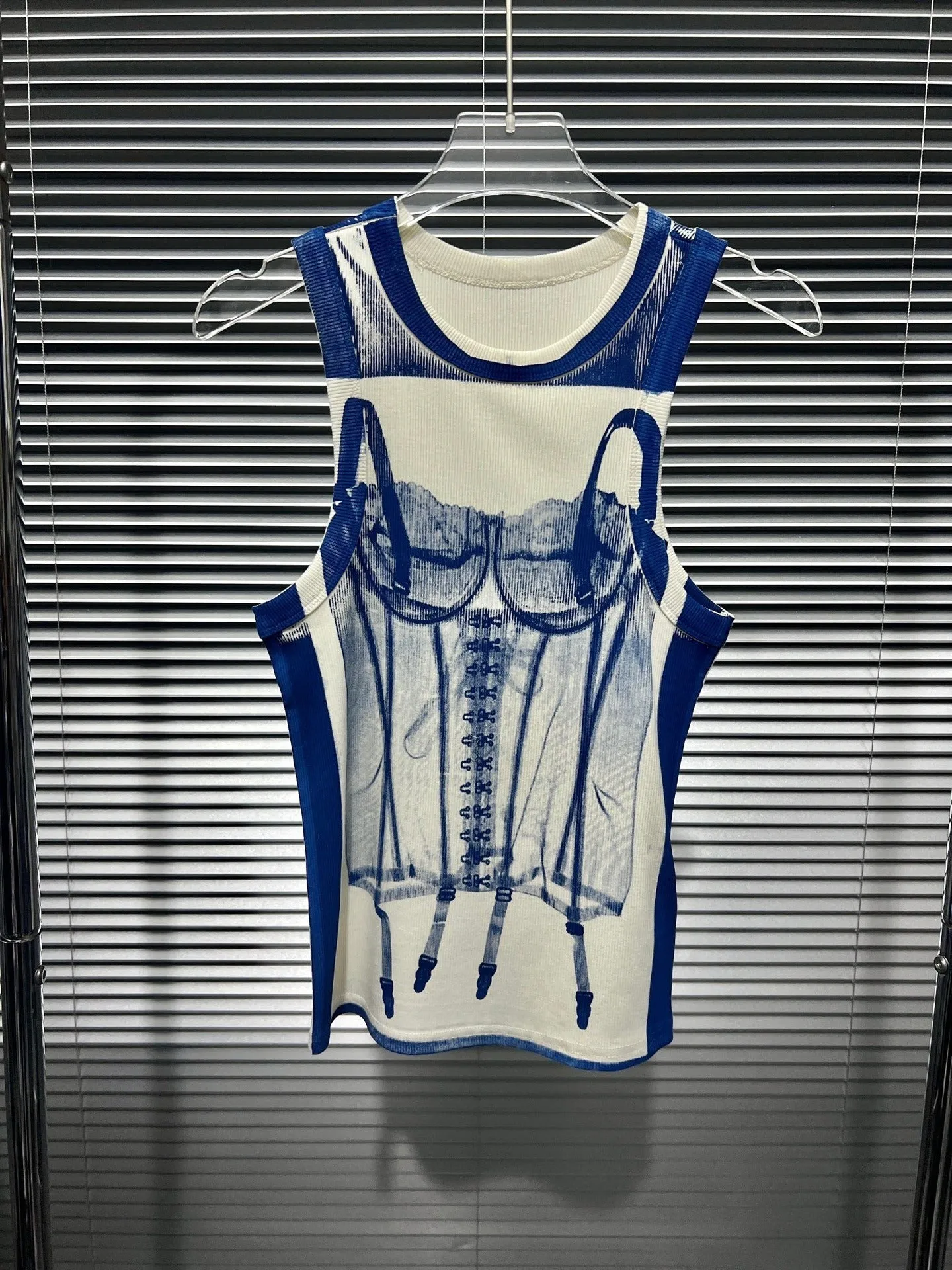 Pre Order:  Blue Hand-Painted Slim Fit Vest