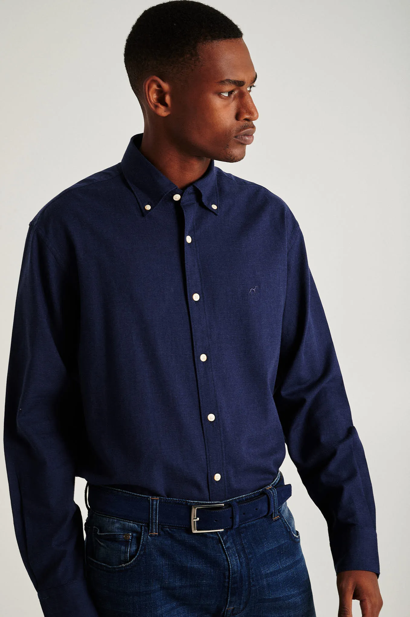 Regular fit plain twill shirt