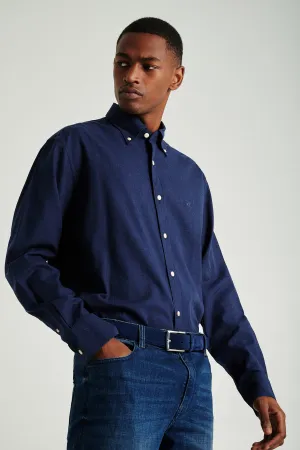 Regular fit plain twill shirt