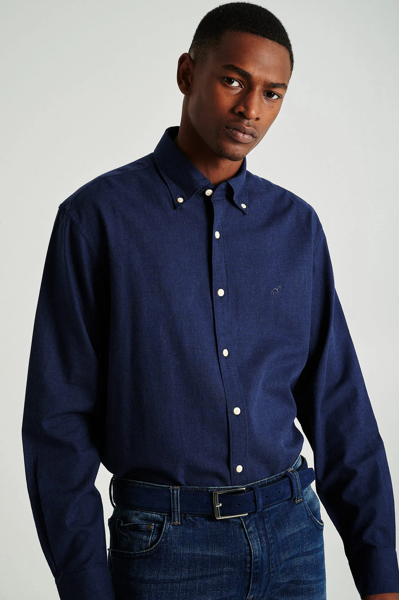 Regular fit plain twill shirt