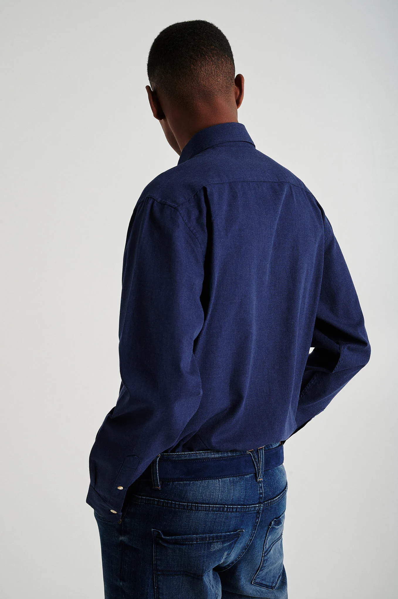 Regular fit plain twill shirt