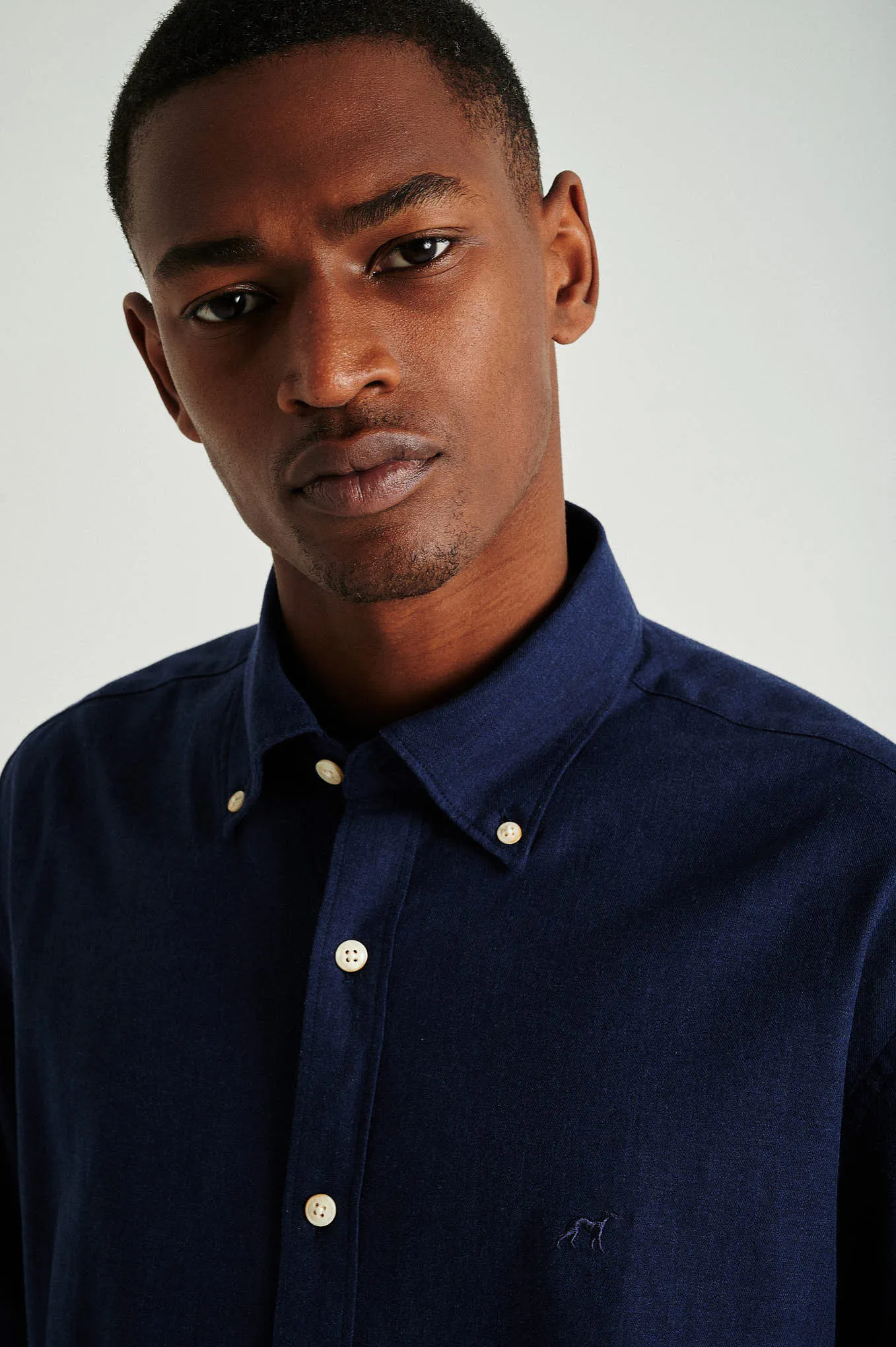 Regular fit plain twill shirt