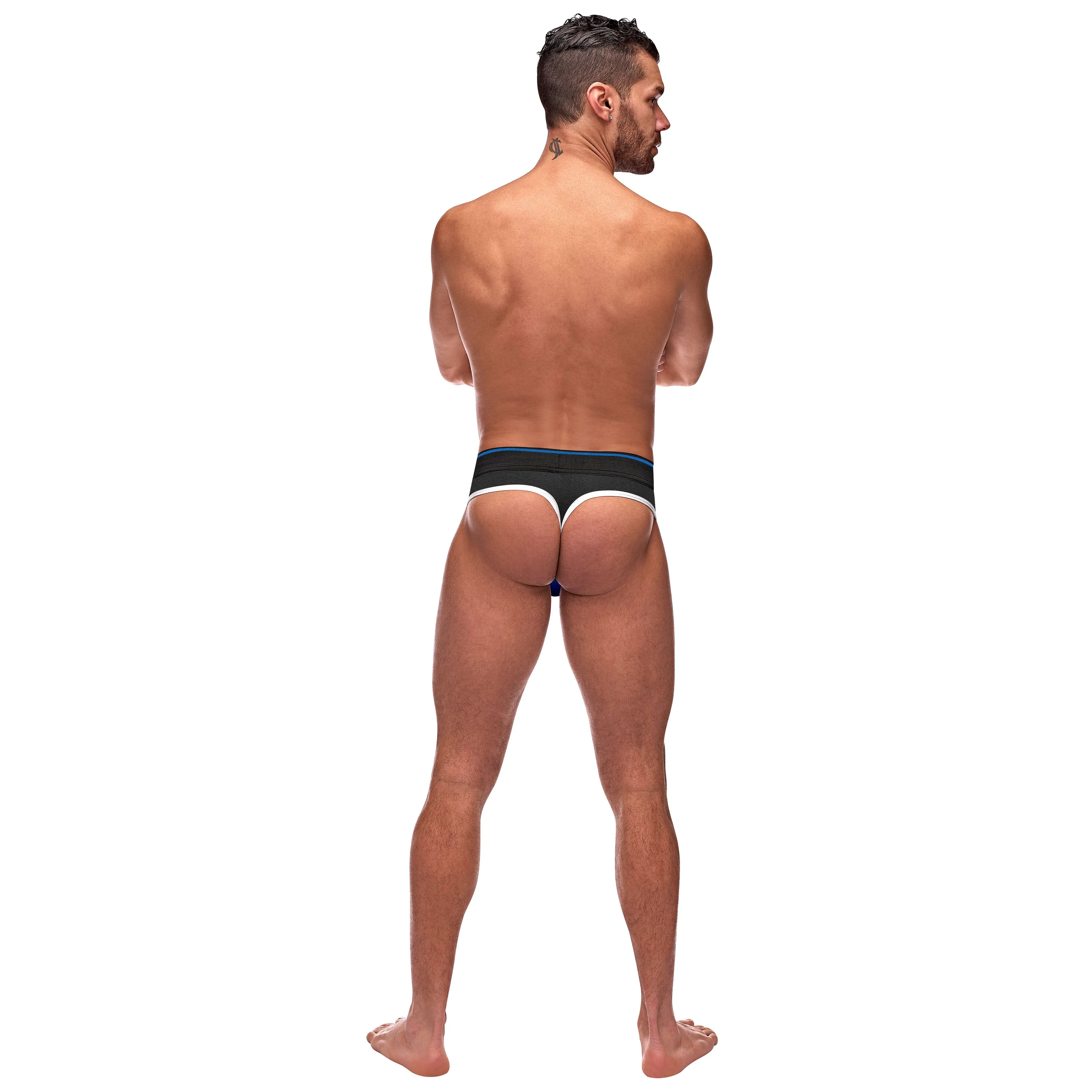 Retro Sport Panel Thong - S/ M - Black/ Blue