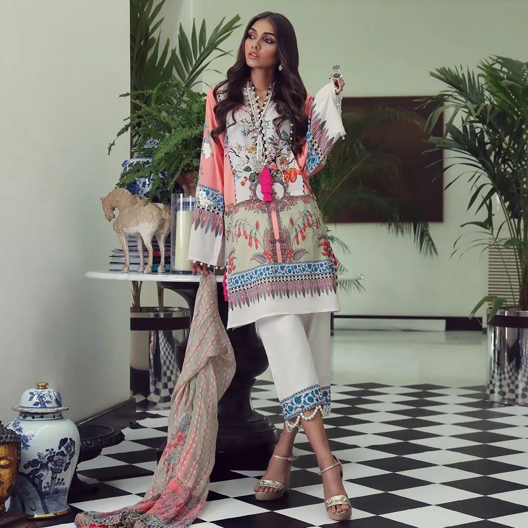 Sana Safinaz Muzlin Lawn Collection 2019 – 08A - Indo-chintz