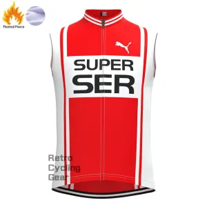 SER White-Red Fleece Retro Cycling Vest