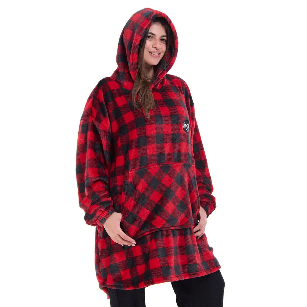 Snuggs Blanket Hoodie Checkered Red