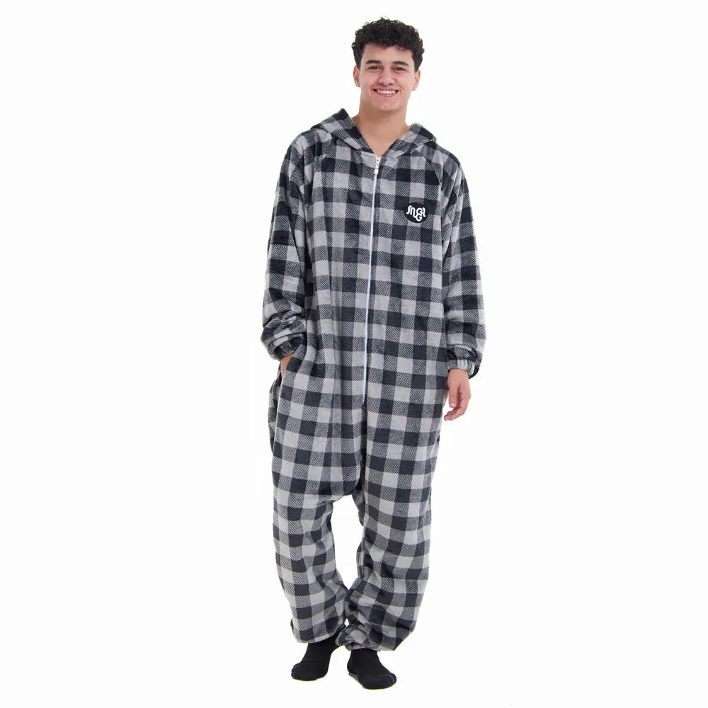 Snuggs Blanket Onesie Grey Checkered