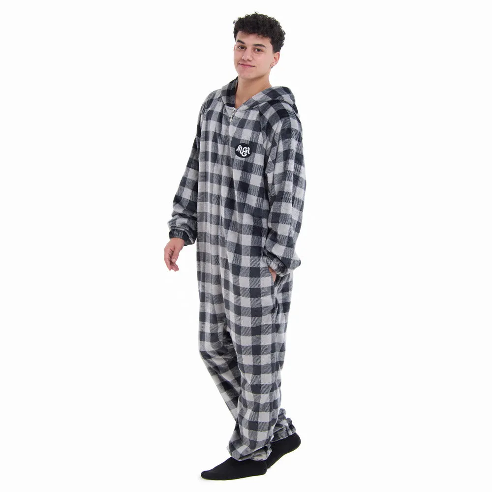 Snuggs Blanket Onesie Grey Checkered