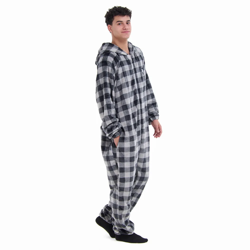 Snuggs Blanket Onesie Grey Checkered