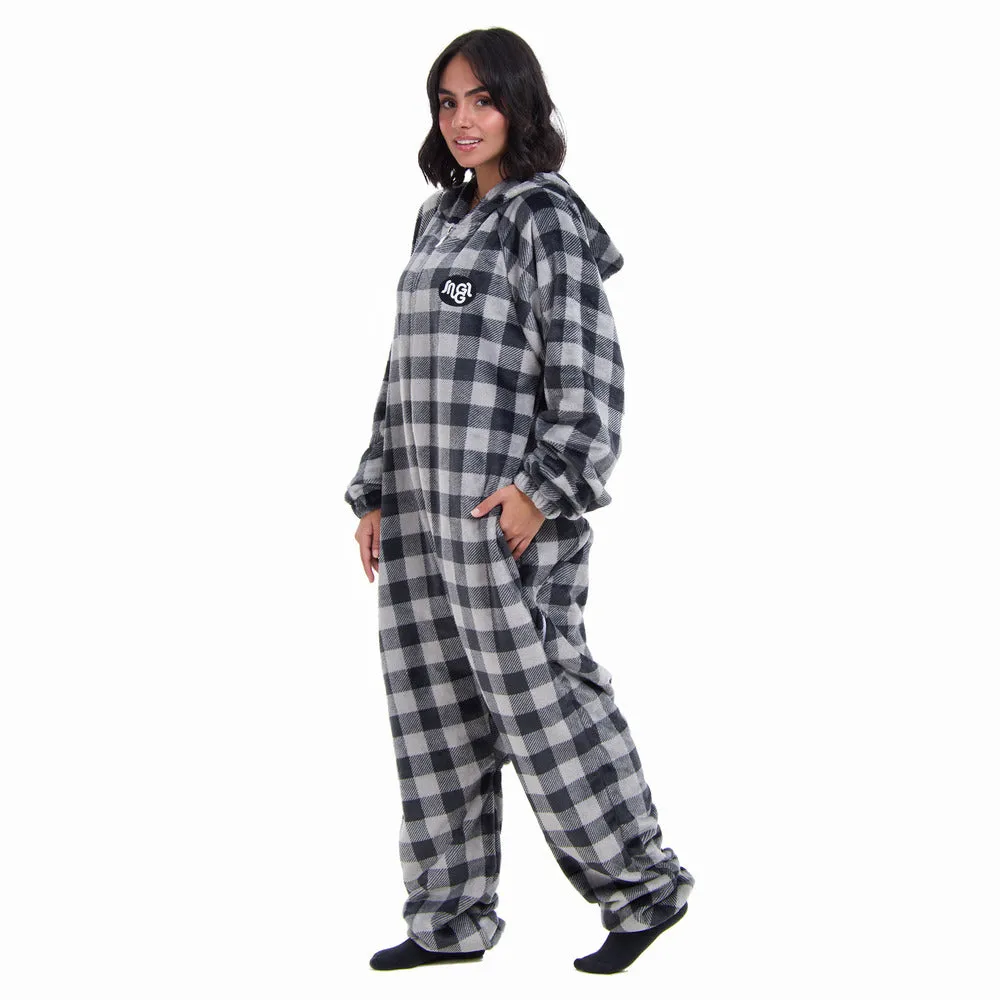 Snuggs Blanket Onesie Grey Checkered