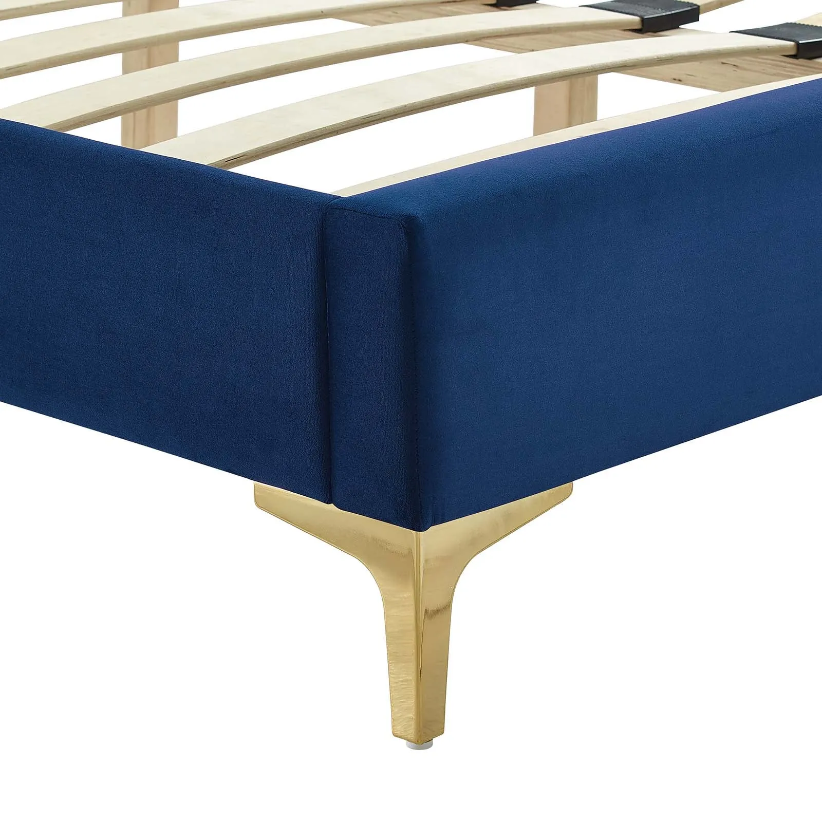 Sofia Channel Tufted Performance Velvet Twin Platform Bed Navy MOD-6983-NAV