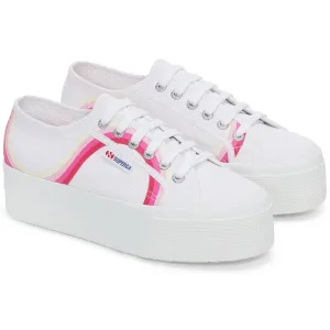 Superga 2790 Round Stripes Cotton Women's White/Shaded Blue Trainers