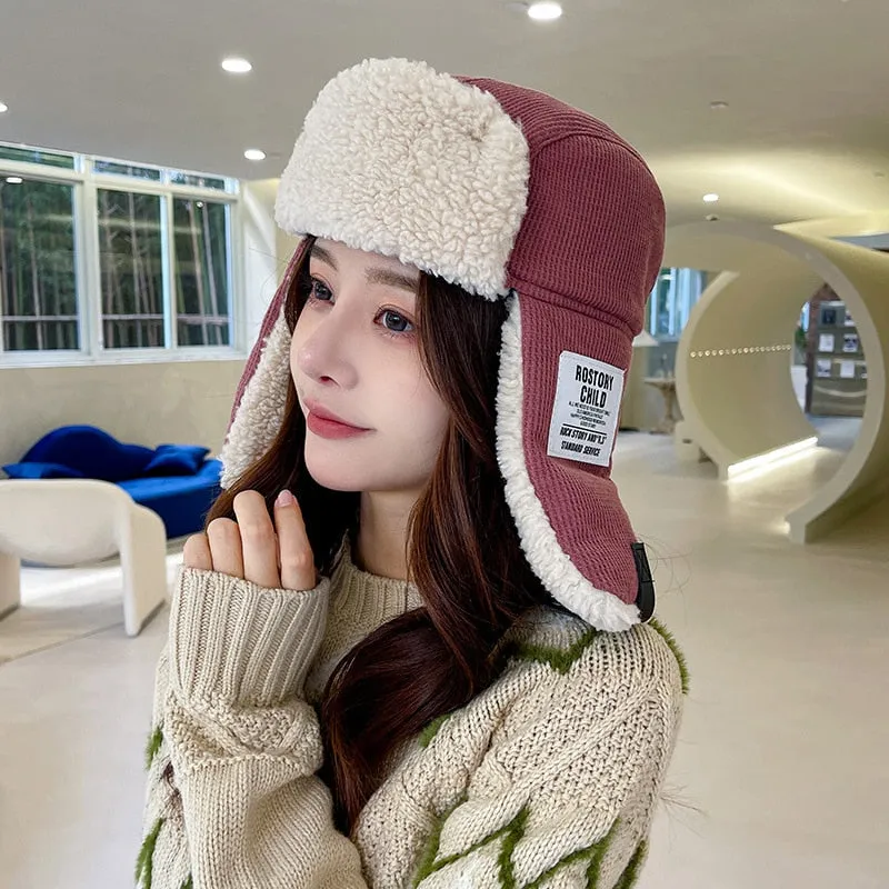 Women's Warm Lei Feng Hat Winter Skiing Ear Protection Cold-resistant Cotton Outdoor Student Men's Cycling Wind and Cold Hat