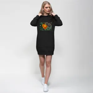 Yellow Red Flower Premium Adult Hoodie Dress